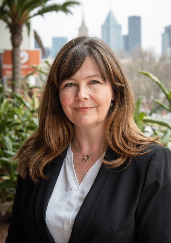 Liz Gleeson Grief specialist navy jacket