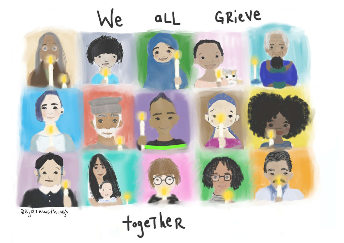 Artwork created by Erin Johnson for #WeGrieveTogether, a social media event honoring people who have been lost to COVID-19.
